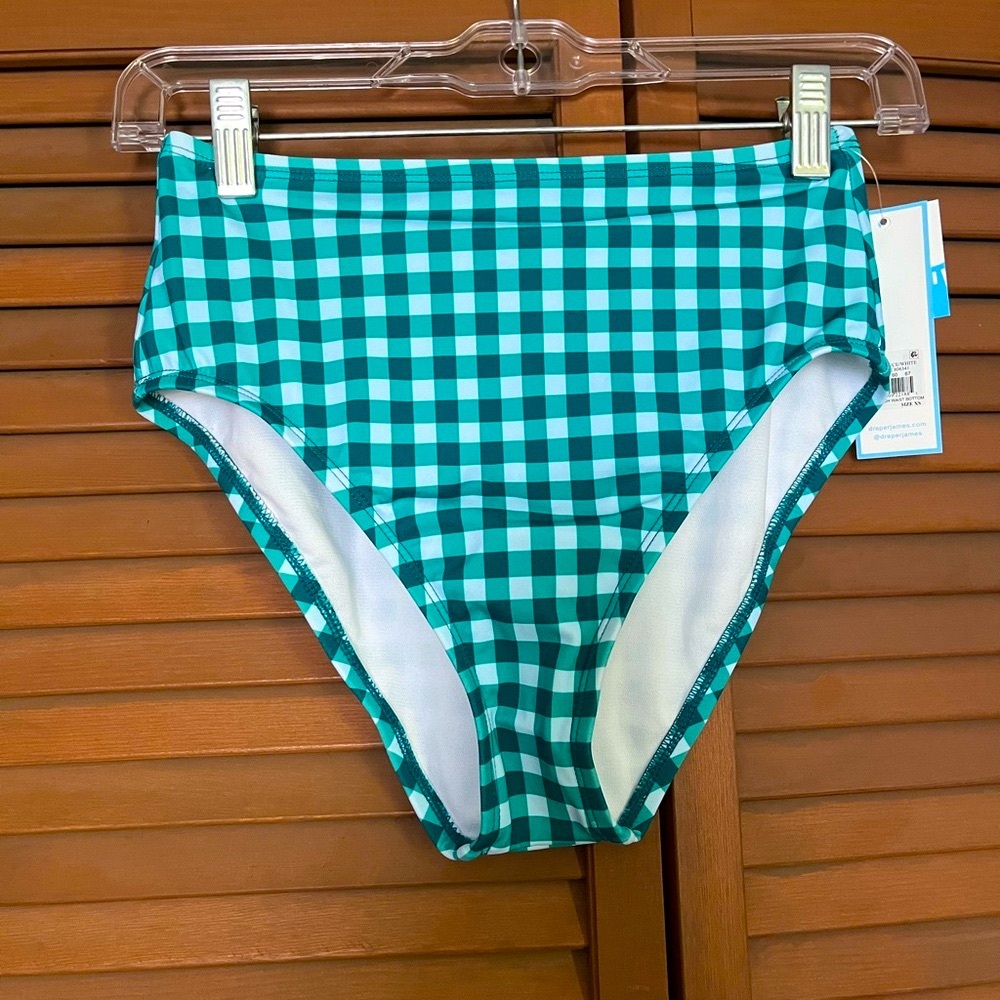 NWT Draper James Green and White Gingham Bikini